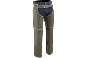 Milwaukee Leather Chaps for Men's Vintage Grey Slate Leather - Deep Zipped Thigh Pockets Motorcycle Chap - MLM5536