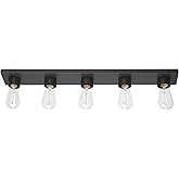 Globe Electric 5-Light Vanity Light, Matte Black, Modern Glam, Bathroom Fixture, Horizontal Vertical Mount, 52088