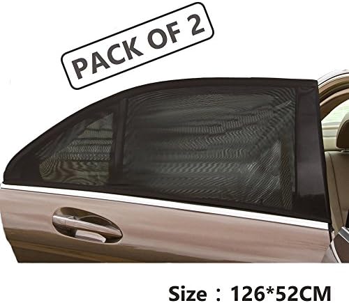 Car Sun Shade (2 Pack) Fits 99% Cars and SUV Side Window Sun Shade for Baby, Passengers and Pets Without Clings or Suction Cups