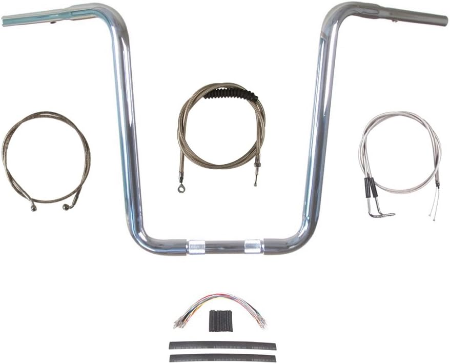 Hill Country Customs 1 1/4" Chrome Narrow 16" Ape Hanger Handlebar Kit 1996-2006 Harley-Davidson Softail - BC-HC-11416N-ST06