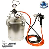 TCP Global Pressure Tank Paint Spray Gun with 1.5 Mm Nozzle 2-1/2 Gal. Pressure Pot & Spray Gun with Hoses