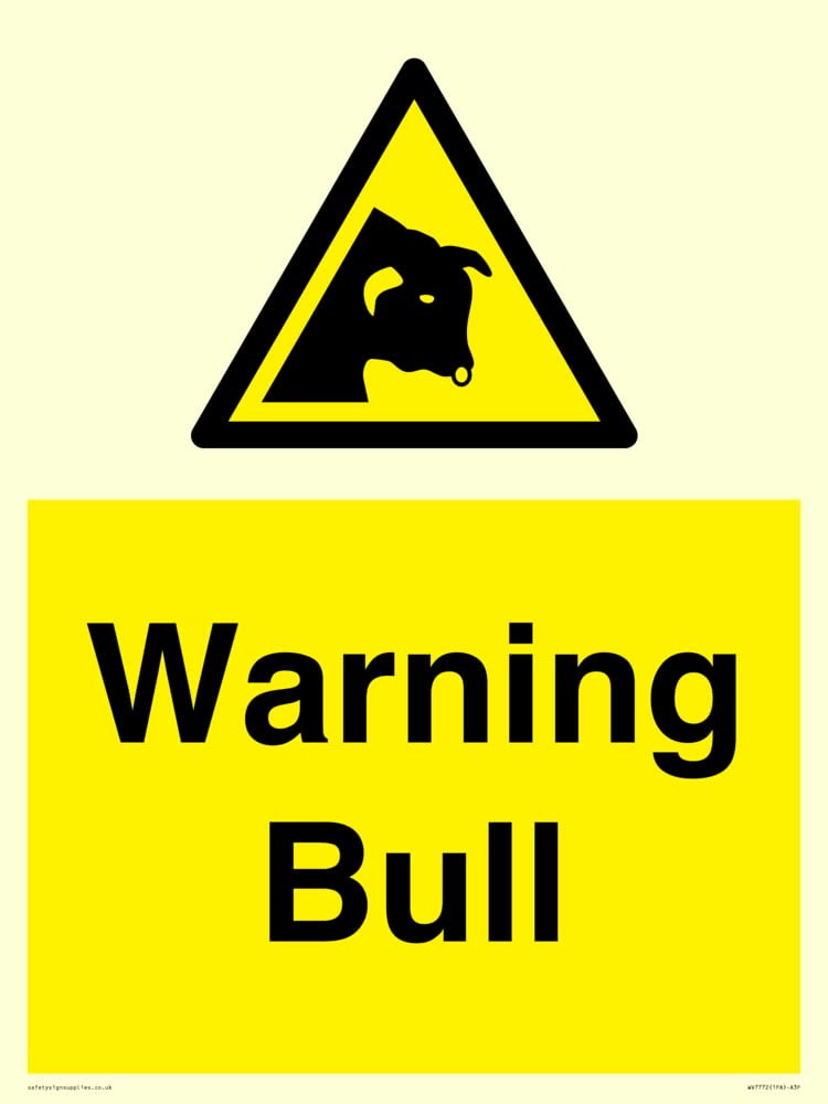 Warning bull Sign - 300x400mm - A3P