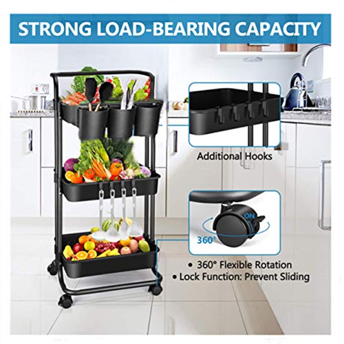 3 Tier Utility Rolling Cart Organizer Cart Storage Cart Kitchen Cart