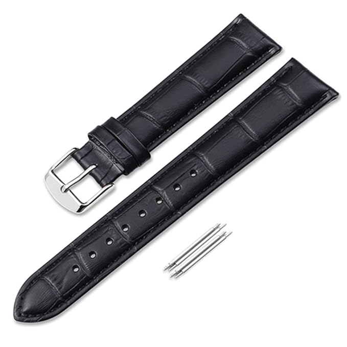 iStrap Uhrenarmbänder Band 12/13/14/15/16/17mm 18mm 19mm 20mm 21mm 22mm 24mm Guine Lederarmband mit Krokodilmuster - Schwarz 