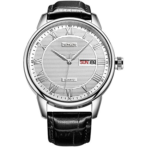 Songdu mens dress watch day date analog with roman nume…