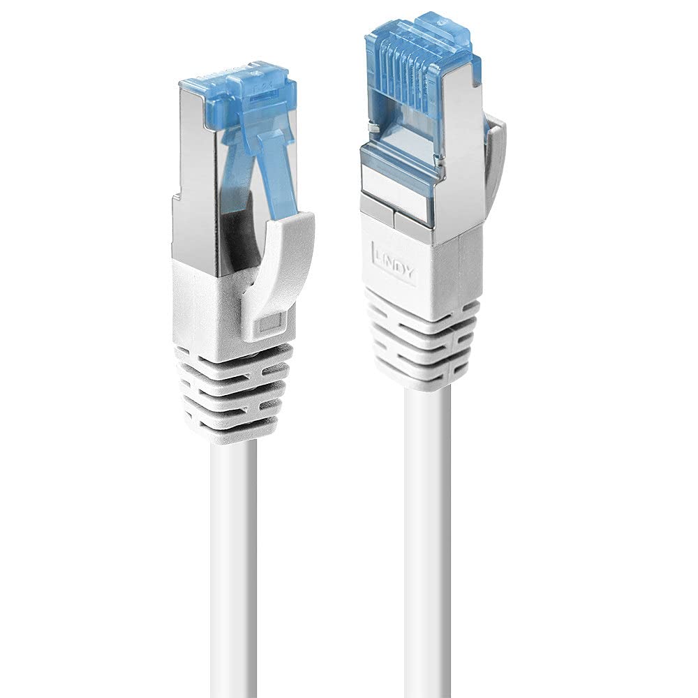 LINDY UK 0.3m Cat.6A S/FTP LSZH Snagless Gigabit Ethernet Cable, White, RJ45 Male to Male, 500MHz — image 1