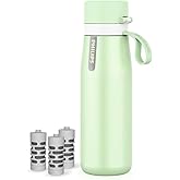 PHILIPS Water Bottle with Filter, Filter Water Bottle Stainless Steel with GoZero Everyday BPA-Free Tap Water Filter, Water Filter Bottle Keep Drink Cold 24 Hours, 3 Filters for 120 gal / 6 Months