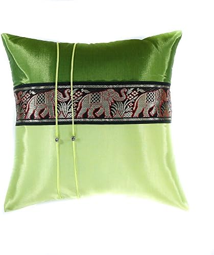 Narphosit 2 Tone Color Elephant Stripe Throw Pillow Cover Decorative Sofa Couch Cushion Cover Zippered 16x16 Inch (40x40 Cm) (green)