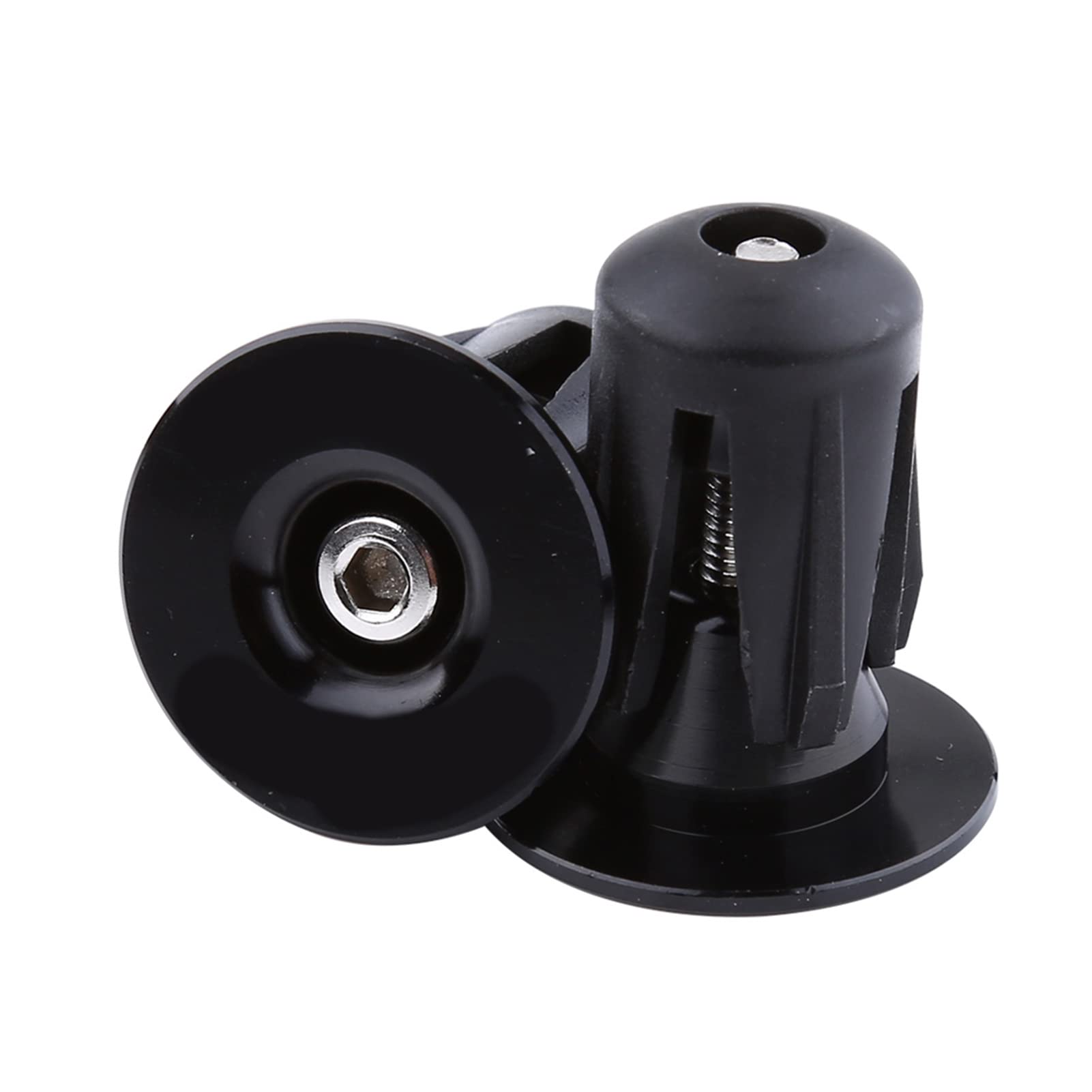 2pcs Cycle Handlebar Cap, Aluminum Bicycle Handlebar End Plugs Bike Bar End Plugs for Most Bicycles Road Bike(Black)