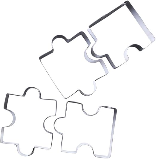 BESTonZON Set de Cortadores de Galletas de Acero Inoxidable DIY Puzzle 4 Piezas（Plata）