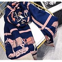 Utini Chanycore Horse Jacquard Winter Scarf Imitation Cashmere Pashmina Women Scarfs Warm Thick Dual Shawl Hijab Poncho for Ladies - (Color: 2)