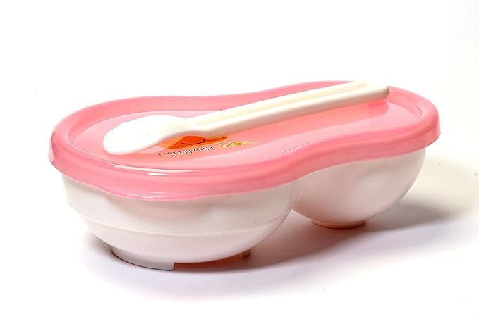 Mummamia Rikang Baby Fruit Vegetables Meat Grinding Bowl & Spoon Set with Lid - Travel Friendly (Pink)