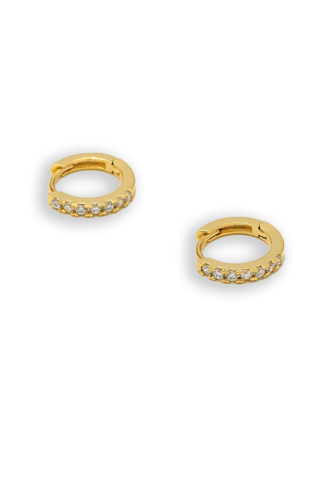 Estella Bartlett Pave Set Hoop Earrings with White CZ - Gold Plated