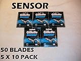 Gillette Sensor - 50 Blades (5 x 10 or 10 x 5 Packs)