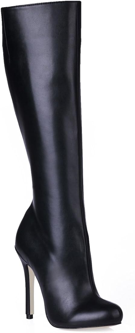 black heeled long boots