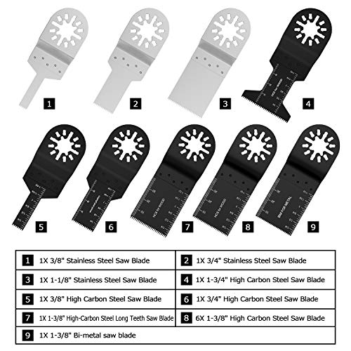 HOTBEST 100Pcs Oscillating Accessory Kit Mixed Multitool Metal Wood Oscillating Saw Blades for Sanding Grinding Cutting - Thumbnail 2