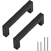 Redunest Cabinet Pulls Matte Black Cabinet Handles Square Drawer Pulls, 10 Pack 3-3/4 Inch Stainless Steel Kitchen Door Cupbo