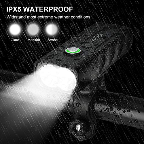 IPSXP Bicycle Headlight, USB Rechargeable 1000 Lumen LED Bike Front Light High Bright 6 Hours Mountain Road Cycling Safety Commuter Flashlight with 3 Modes, IPX5 Waterproof Bike Light