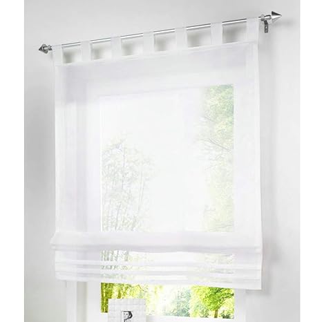 Simpvale 1 Piece Roman Blinds With Rod Pocket Solid Color Sheer