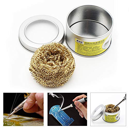 Euone ♛ Iron Sponge, Soldering Iron Tip Cleaner with Brass Wire Sponge No Water Needed - Thumbnail 6