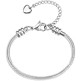 OutstandLong Women European Charm Bracelet Stainless Steel 3mm Snake Chain Bracelet Fits Charms Bead 6"-10"