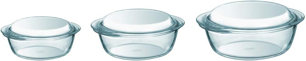 Pyrex Essentials Set of 3 Glass Casseroles 1.4L 2.1L 3L Borosilicate