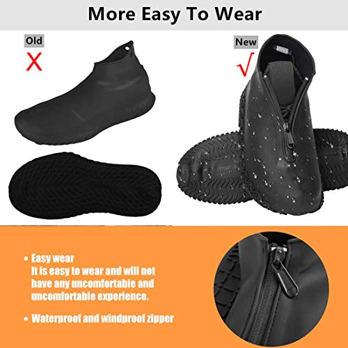 DREAMUS Reusable Silicone Waterproof Shoe Covers, Silicone Shoe Covers with Zipper No-Slip Silicone Rubber Shoe Cover for Kids,Men and Women (Transparent, L)