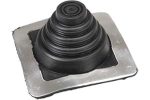 Fasteners Plus #1 Square EPDM Metal Roof Pipe Flashing Boot - Fits OD 1/4" - 2-3/4" Pipe OD - Black (Made in USA)