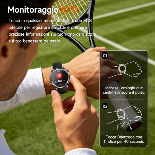 2026 New AI-GPT Men's Smartwatch with ECG/HRV/BMI/SOS Button,iOS Android | 24H Blood Pressure/Temperature/SPO2/Heart Rate Monitor/Sleep, 1.43 Inch AMOLED Healthy Fitness Watch with Phone