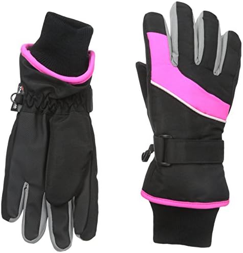 Nolan Gloves Big Girls' Nordic Chill Pink Ski Glove, Black/Pink, Small/Medium