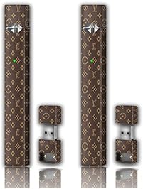 2 Pack - Juul Skin Wrap Vinyl Sticker Decal | JUUL Charger Skin & Prep Pad - Brown LV