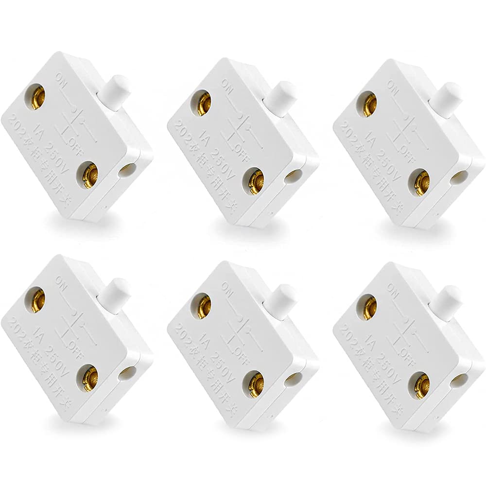 CENPEK 6Pcs Wardrobe Closet White Electrical Light Switches Normally Closed Lamp Switch for Cabinet Lights Closet Doors Light Switch