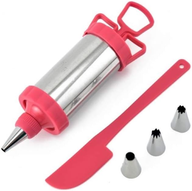 KOKSI Cake Decorating Tool + 4 Piping Nozzles Tips Dessert Decorator for Icing Decorating Cream Making, Cupcake Frosting Pastry Cream Pen