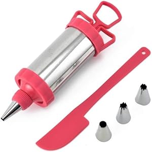 KOKSI Cake Decorating Tool + 4 Piping Nozzles Tips Dessert Decorator for Icing Decorating Cream Making, Cupcake Frosting Pastry Cream Pen