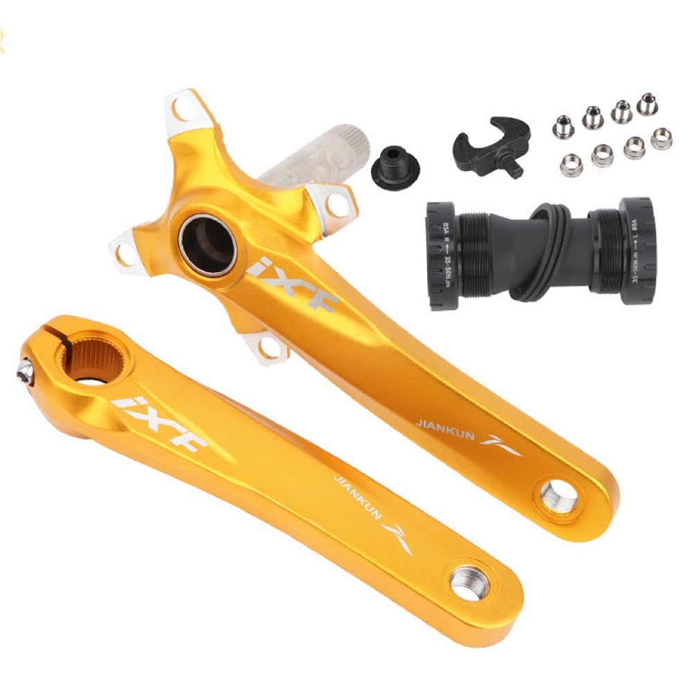 MUXSAM Bicycle Crank Arm Set Road Mountain Bike Crankset With Botton Bracket Bolts 170mm Crank Arm Black (Yellow)