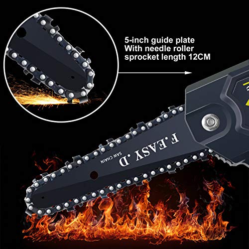 Mtianxy 24V / 36V 5 Zoll Mini Elektrische Kettensäge Mini Elektrische Handkettensäge mit 2 Batterien, 1 Aufladen – Bild 4