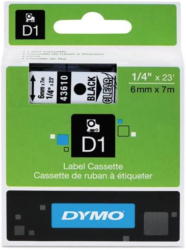 Genuine DYMO 1/4" (6mm) Black on Clear D1 Label Tape for Electronic Dymo LabelPoint 300 Label Maker