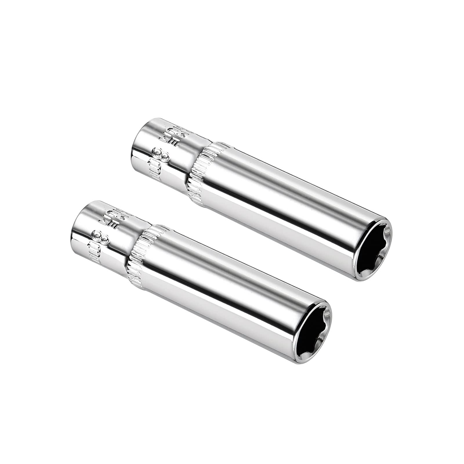 Kozelo 2pcs 6 Point Deep Socket - [1/4 Inch x 8mm] Square Drive for Car Mechanical Equipment Repair Use, CR-V Steel Metric Sizes