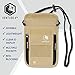 VENTURE 4TH Passport Holder Neck Wallet with RFID Blocking Nylon Lining - Hidden Neck Pouch for Travel (Beige)