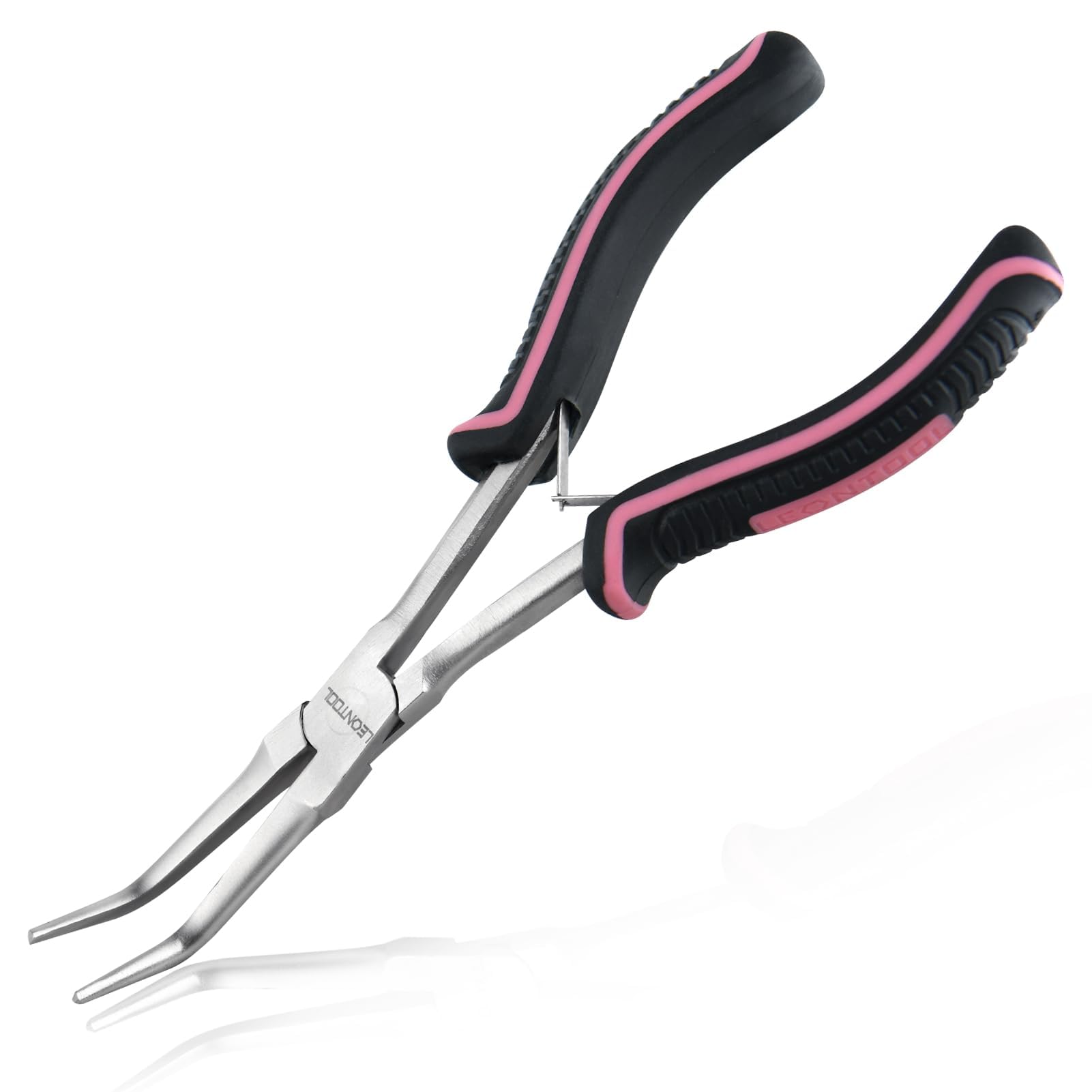 LEONTOOL 7-Inch Long Reach Bent Needle Nose Pliers Smooth Jaws Bent Long Nose Pliers Extra Long Needle Nose Pliers Jewelry Pliers for Jewelry Making, Wire Wrapping and Object Gripping, Non-slip Handle