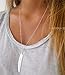 Geerier Simple Silver Metal Chain Pendant Feather Necklace