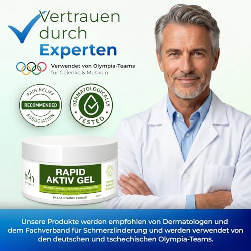 Hemp4Help® Hemp Rapid Active Gel, 200 ml, Pack of 1 For Knee, Joint, Neck And Muscle Pain, Osteoarthritis, Rheumatism, With Comfrey, Hemp, Arnica And Boswellia Serrata Extracts, Super Strong