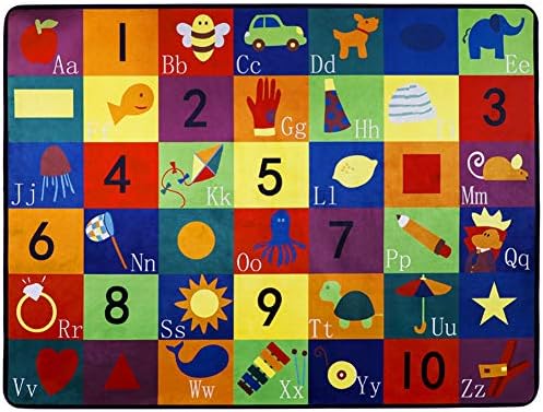GABWE ABC Children Area Rug Animals Educational Learning Alphabet Rug Carpet 47.2"x63"