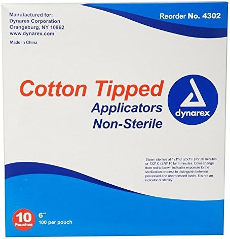 Dynarex Cotton Tipped Applicators 6 inch 1000 ea (Pack of 4)