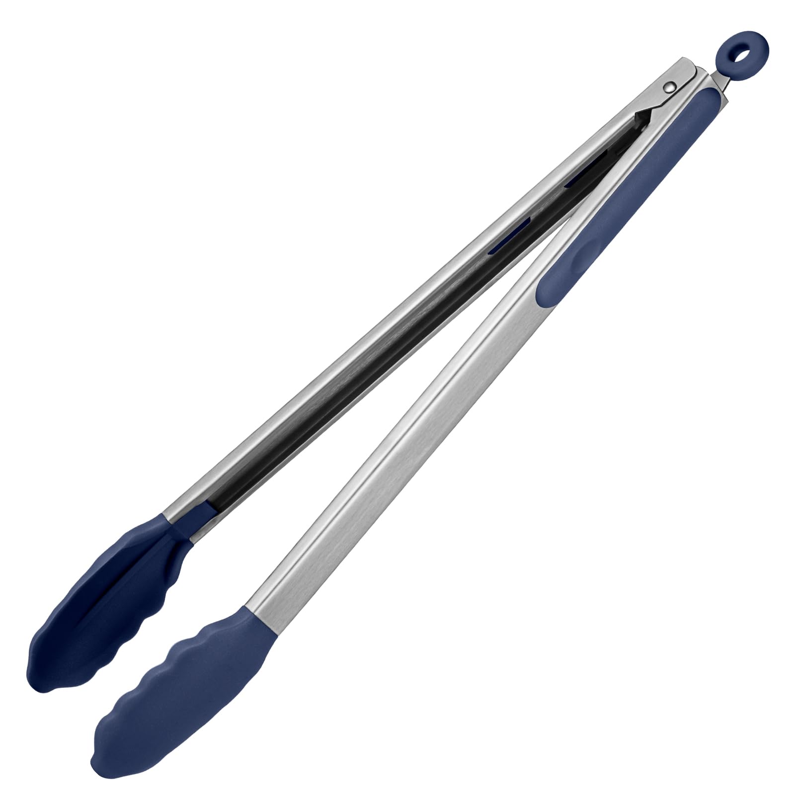 U-Taste 40cm Silicone Tongs: 315℃ Heat Resistant Kitchen Tong with Firm Sealed Non Stick Rubber Tips, Silicon Coated 18/8 Stainless Steel Handle and Smooth Locking for Cooking BBQ (Midnight Blue)