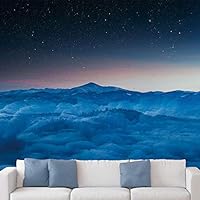Wall Mural Stars and Moon in Night Sky Removable Self-Adhesive Wallpaper Wall Decoration for Bedroom Living Room - 66x96 inches
