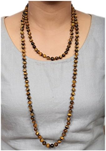 Natural Gemstone Tiger Eye Round - Beads mala/Necklace - The Beaded Story