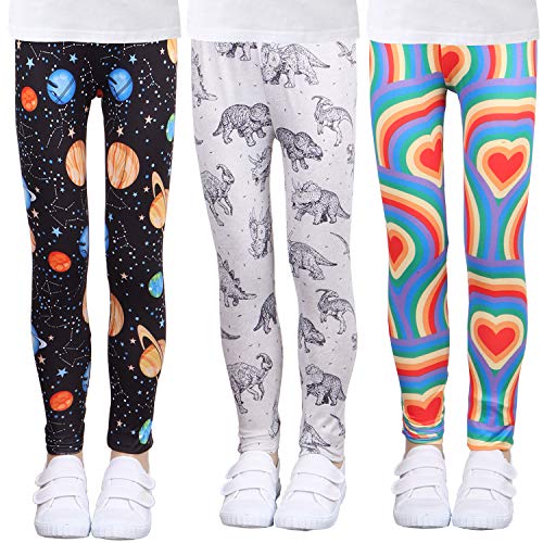 LUOUSE Girls Stretch Leggings Tights Kids Pants Plain Full Length Children Trousers, Age 4-13 Years