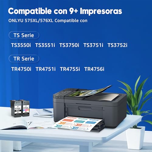 ONLYU 575XL 576XL Cartuchos de Tinta Compatible Cartuchos PG575XL CL576XL Tinta 575 576 para Canon PIXMA TR4755i TS3750i TS3550i TS3551i TS3751i TS3752i TR4750i TR4751i TR4756i (Negro , color) | compatible con Canon PIXMA TS3750i TS3751i TR4755i TR4756i TS3752i TS3550i TS3551i TR4750i TR4751i
