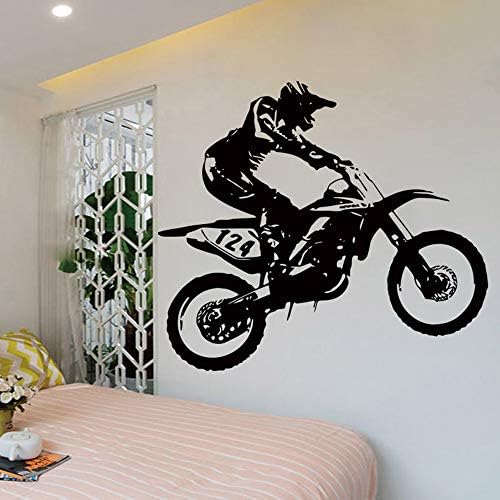 Wall Stickers Motorbike Motocross Removable Wall Decor for Boys' Room Art Decoration Bedroom Living Room Decals Balck Wallpaper (Black)
